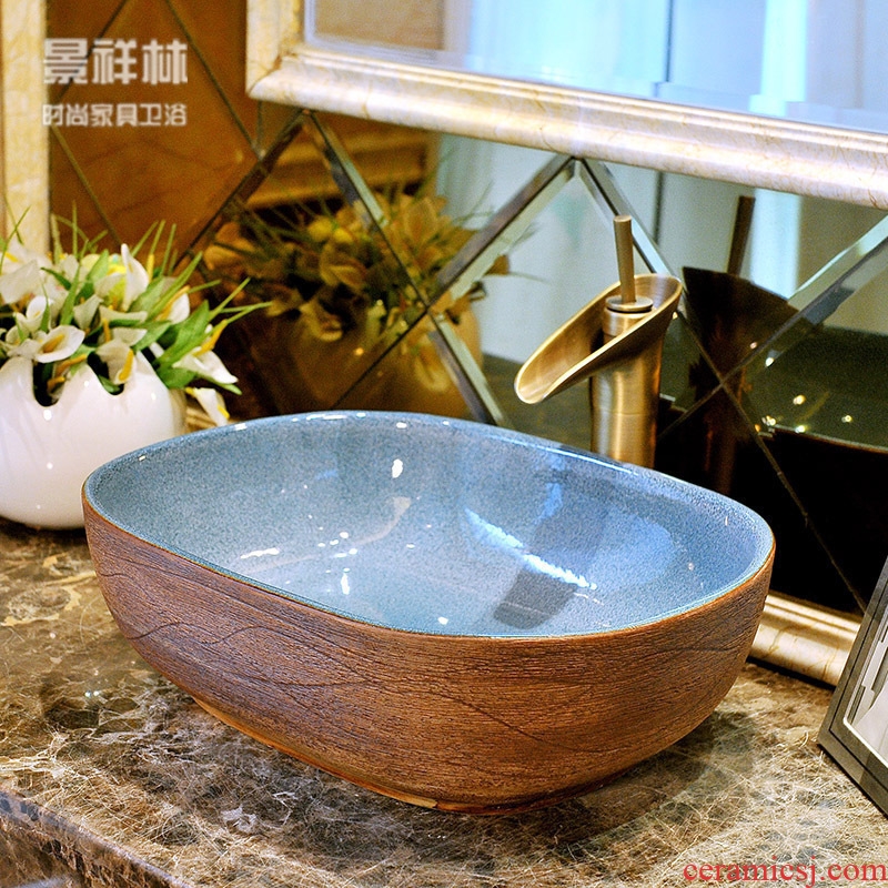 The stage basin ceramic art rectangle household lavatory basin basin bathroom European contracted the sink