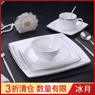 Bone bowls phnom penh dish suit household jingdezhen ceramic tableware nine European contracted bowl plate combination ice month