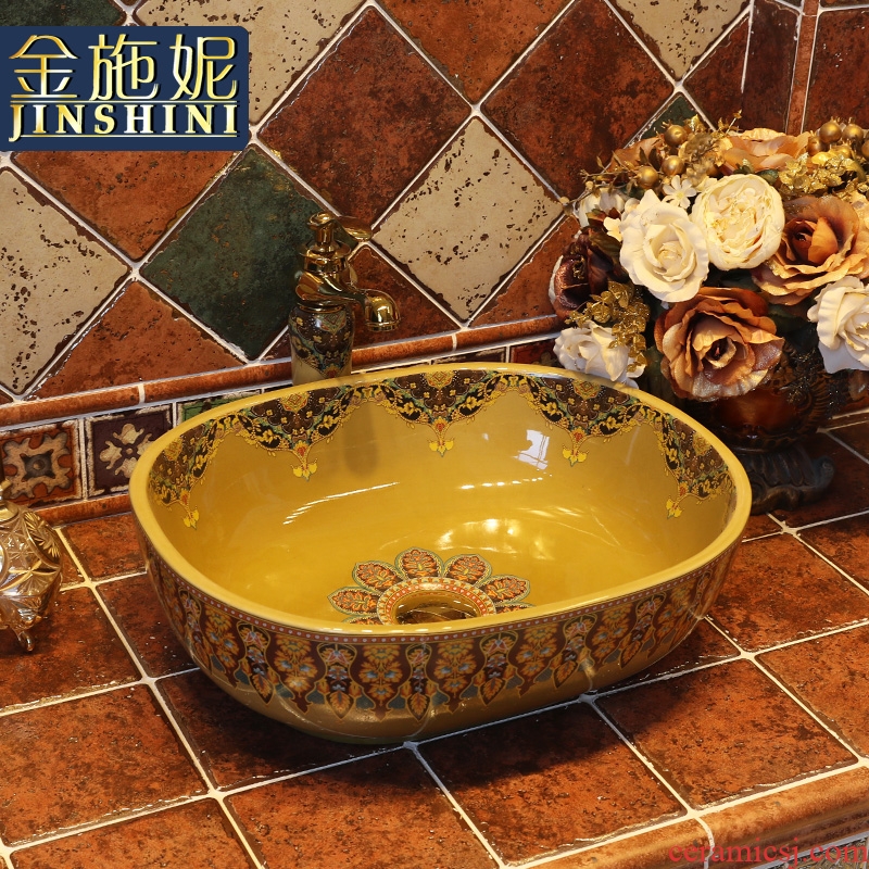 Gold cellnique European art basin ceramic lavatory on its color toilet lavabo household basin