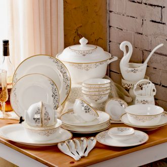 European-style luxury dishes suit household jingdezhen Chinese bone porcelain tableware dishes contracted personality wedding gifts