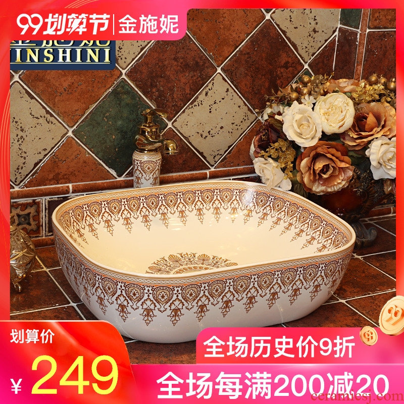 Gold cellnique white art ceramic stage basin sink European luxuriant sinks of the basin that wash a face numerous wreath