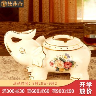 Vatican Sally's elephant european-style ashtray luxury home sitting room with cover of creative personality ceramic ashtray office