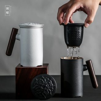 Bo yiu mugs mass separation ceramic cup with cover the tea cups office tea cup custom logo