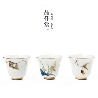 Yipin # $hand-painted paint beam koubei white porcelain tea set personal master sample tea cup glass ceramic cups