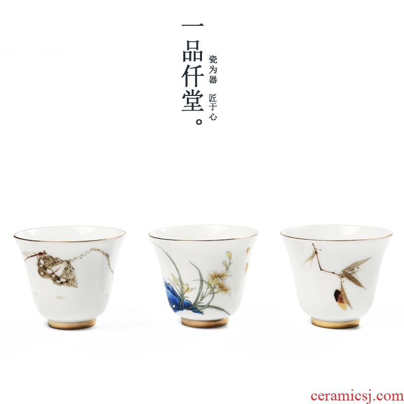 Yipin # $hand-painted paint beam koubei white porcelain tea set personal master sample tea cup glass ceramic cups