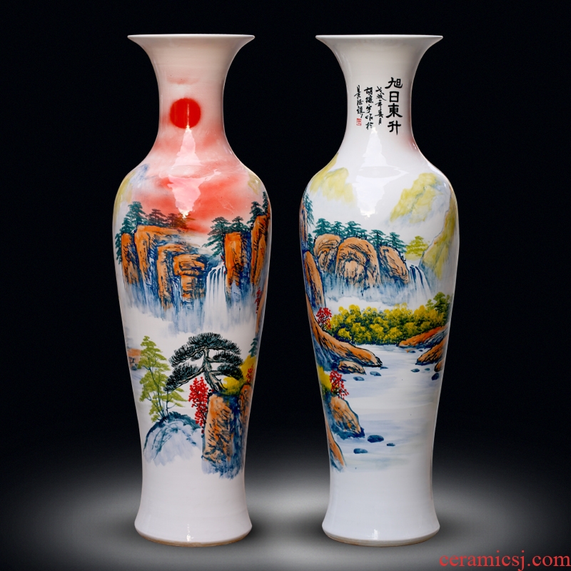 Jingdezhen ceramics of large vases, new Chinese style living room large hand-painted the sunrise hotel gift furnishing articles