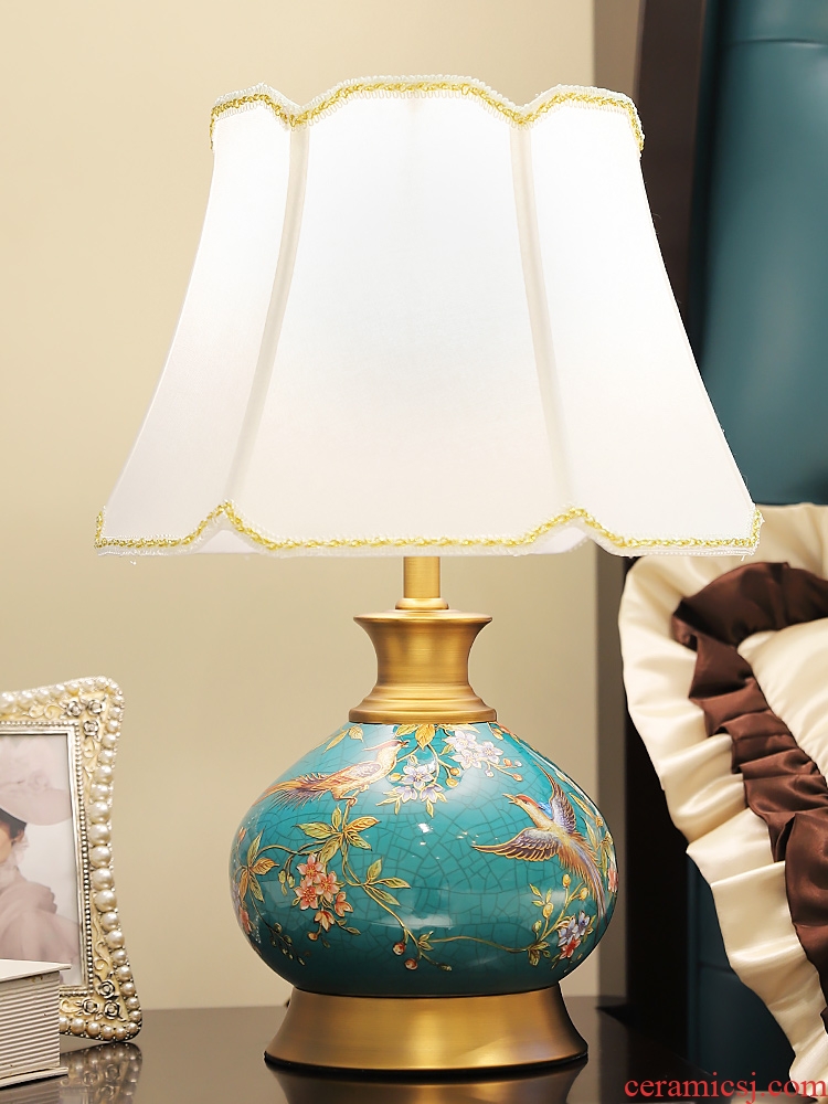 American enamel lamp decoration ceramics art hand-painted all copper modern painting of flowers and restoring ancient ways of carve patterns or designs on woodwork sitting room the bedroom of the head of a bed