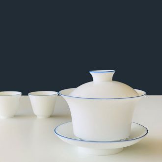 Drink to tureen single don't hot cup them thin body three large tea kungfu tea set hand-painted jingdezhen