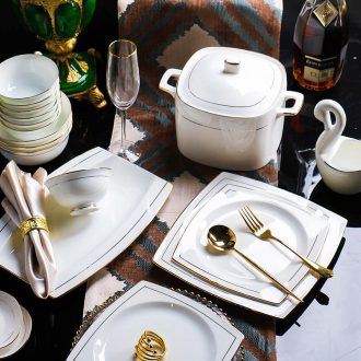 Nordic bone China, western food web celebrity tableware bowls plates sets creative household light jingdezhen European high-grade luxury plate
