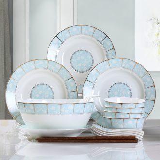 4 dishes suit household bone porcelain tableware ceramic bowl plate portfolio jingdezhen Korean contracted bowl chopsticks sets