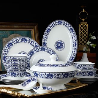 The dishes suit household jingdezhen ceramic bone China tableware suit Chinese blue and white porcelain bowls bowl dish bowl chopsticks combination