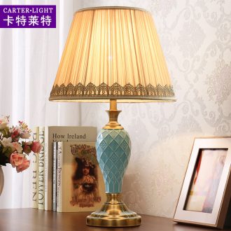 Desk lamp of bedroom the head of a bed American simple ceramic study personality fashionable sitting room warm romantic wedding remote control lamps and lanterns