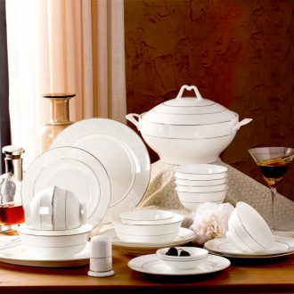 Korean dishes suit household contracted tableware jingdezhen high-grade bone porcelain bowls plate north European bowl chopsticks