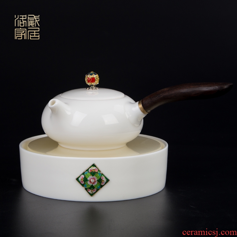 Jingdezhen ceramic kung fu tea set suet jade white porcelain pot of) tea tray side turn to tureen sample tea cup