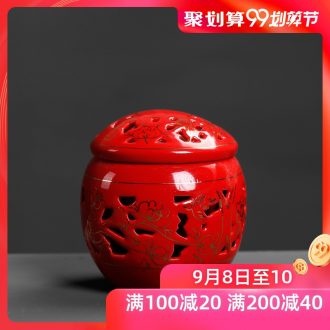 Jade porcelain red tea pot of Chinese small mini contracted double seal chrysanthemum patterns receives portable ceramic household