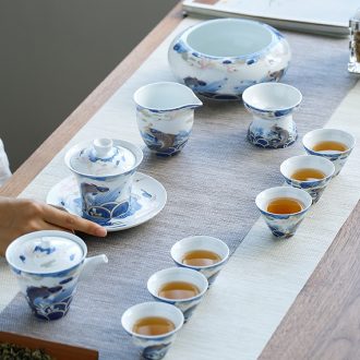 Blue and white porcelain tea set home from the simple Chinese tea ceremony of jingdezhen ceramic teapot teacup set