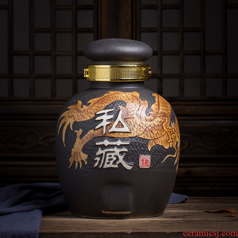 Jingdezhen ceramic household archaize earthenware bubble wine wine jar it 10 jins 20 jins hip flask bottles with tap