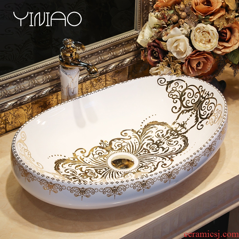 Million birds ceramic art basin on its oval European toilet lavatory basin that wash a face to wash your hands of household balcony