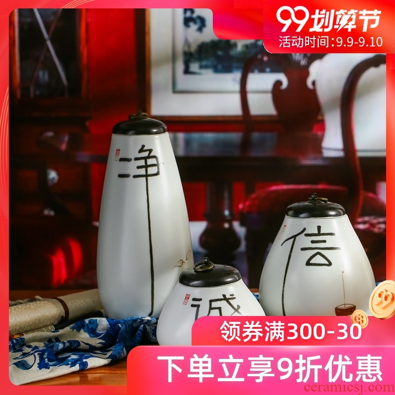 Modern new Chinese zen vase jingdezhen ceramic creative home decoration desktop small place flower vase