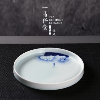 Yipin # $hand-painted lotus lotus pot bearing porcelain ceramic pot dry blister tray of the teapot tea tray kung fu tea accessories