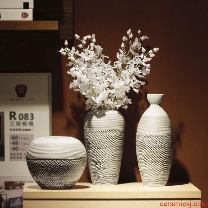 Vintage vase dried flower adornment is placed the sitting room TV wine table flower arranging art ceramic coarse pottery zen POTS