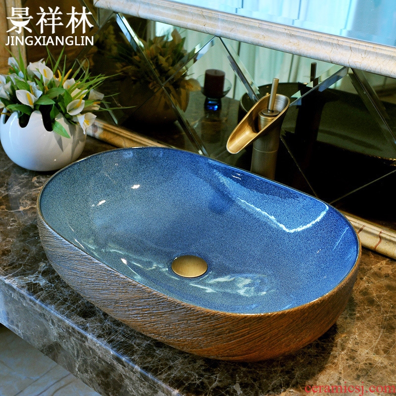 Basin ceramic art oval Europe type restoring ancient ways is large lavatory basin basin toilet stage basin to hand