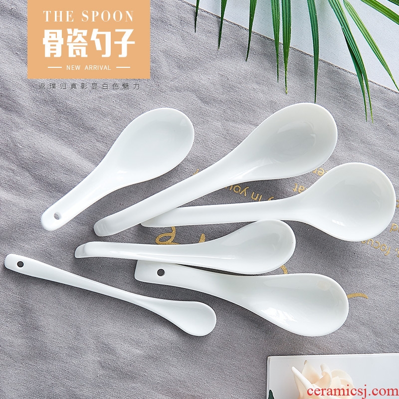 Jingdezhen fine Korean pure white bone porcelain scoop son home small spoon spoon creative ceramic dinner spoon spoon