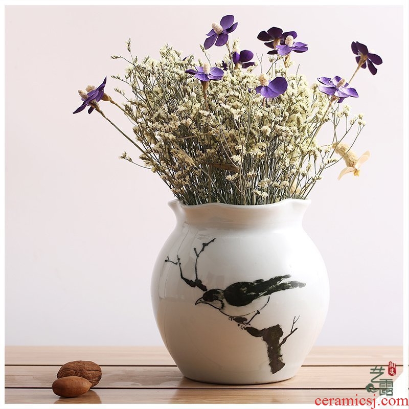 Art show contracted rural modern hand-painted ceramic vase suit jingdezhen porcelain desktop furnishing articles in the living room