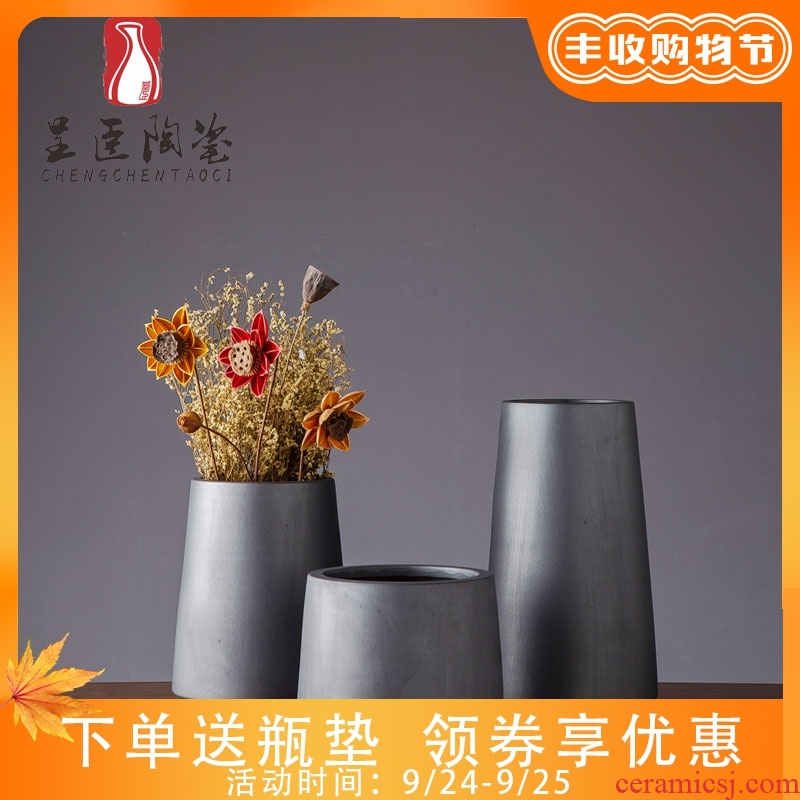 Jingdezhen contracted ceramic vases, black flower arranging furnishing articles zen bedroom adornment of contemporary sitting room dry flower vase