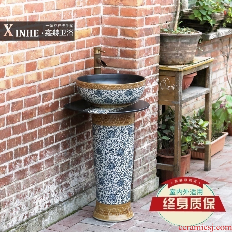 Ceramic pillar lavabo household arts balcony outdoor toilet ground integrated basin that wash a face the pool that wash a face basin