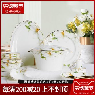 60 head european-style originality jingdezhen ceramic dishes suit pure manual bone porcelain tableware with phnom penh household bowl