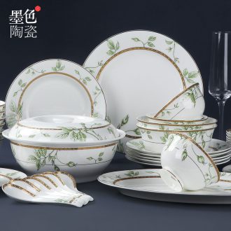 Inky 56 head home phnom penh dishes cutlery sets jingdezhen bone porcelain Chinese dishes to eat bowl youth