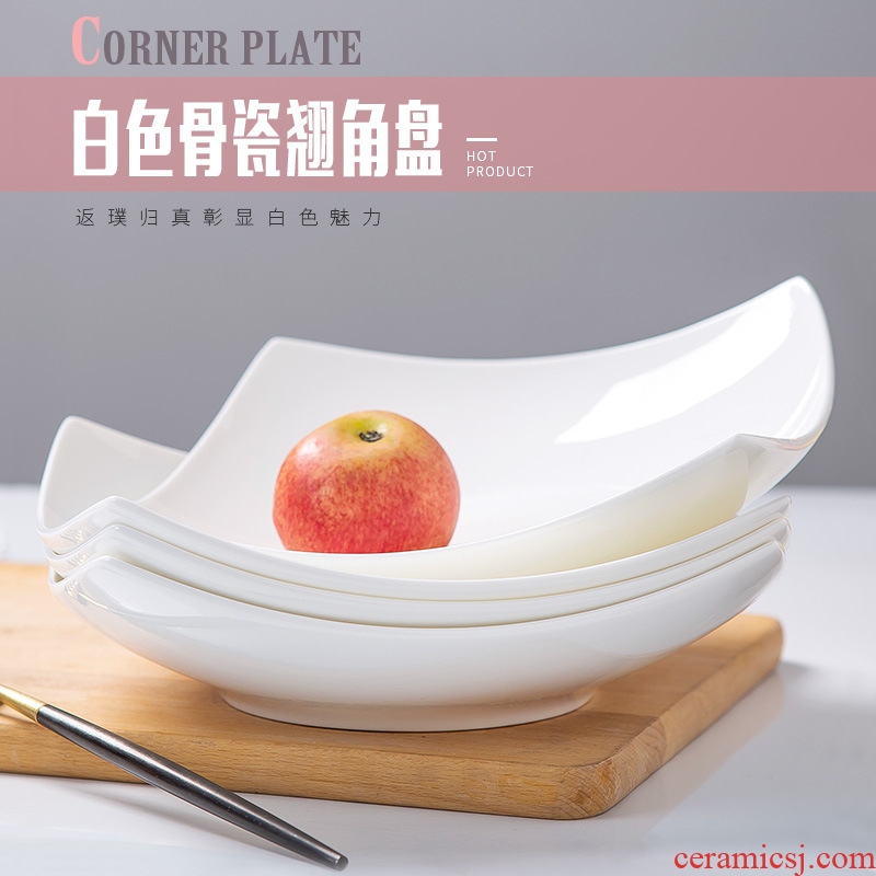 Pure white bone porcelain jingdezhen 4/6/10 a suit creative household European contracted newborn ceramic deep dish plate