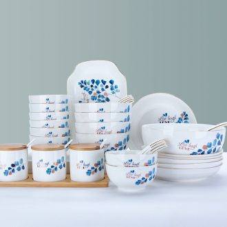 4 dishes suit household Nordic contracted ceramic bowl chopsticks at jingdezhen 6 bone China tableware plate combination