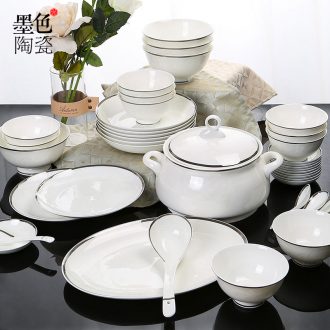 European dishes suit ceramic home dishes bone porcelain tableware suit jingdezhen contracted bowl chopsticks sets her obsidian