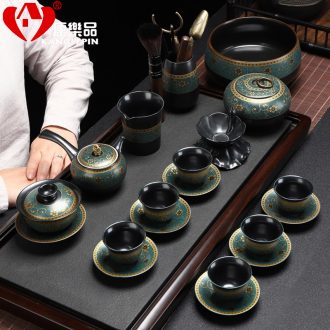 Recreation is tasted western region character and style ceramic kung fu tea set with silver tea service of a complete set of household teapot teacup new gift set