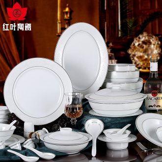 Red porcelain jingdezhen 62 European dishes suit high-end household ceramics tableware suit snow country
