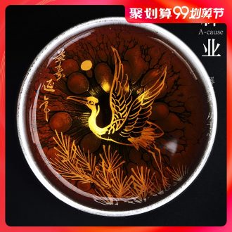 Auspicious industry kung fu tea light household ceramic cups of 999 silver hand gift boxes single cup master cup sample tea cup