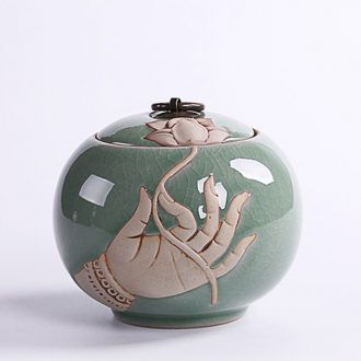 Ronkin elder brother kiln caddy longquan celadon seal storage ceramic jar, kung fu tea set parts