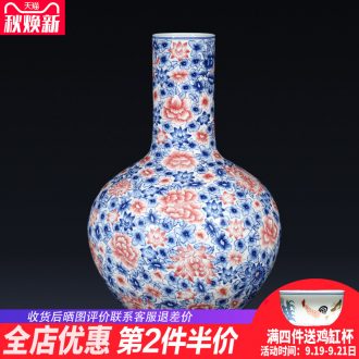 Jingdezhen ceramics imitation qianlong hand-painted Chinese blue and white porcelain vases, flower arrangement sitting room porch decoration furnishing articles