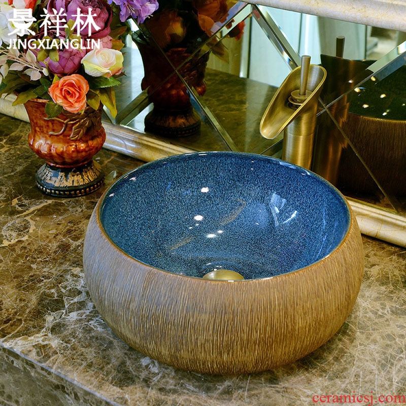 Jingdezhen art basin stage basin ceramic lavabo toilet drum-shaped sink carved lavatory