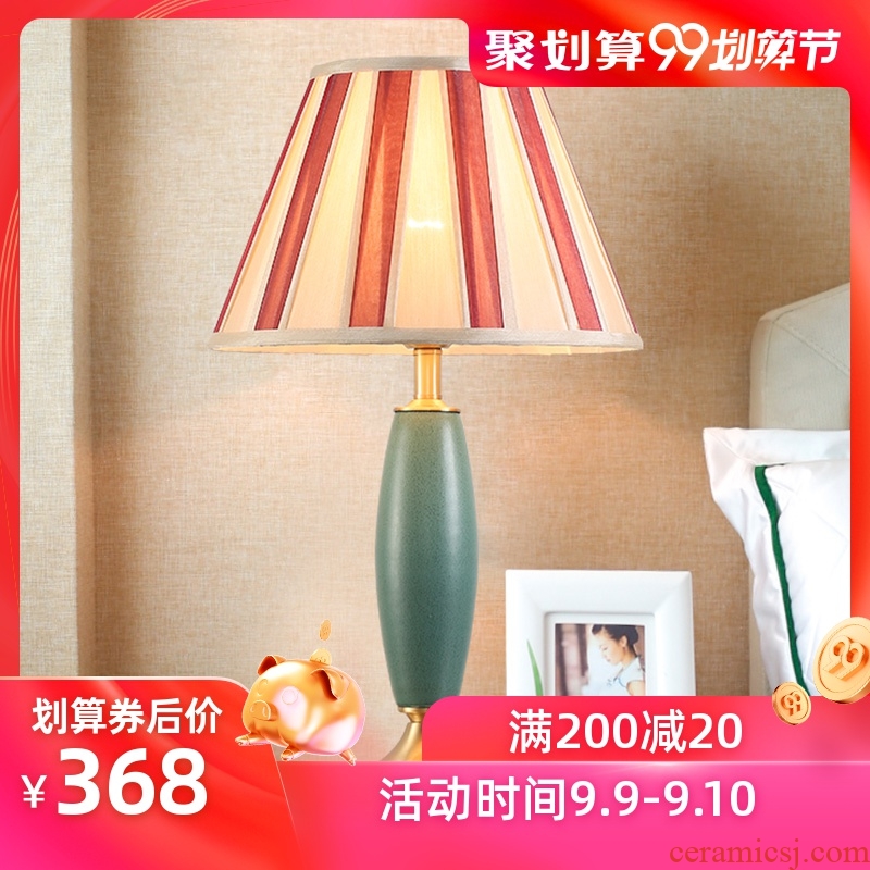 American whole copper ceramic desk lamp LED contracted warmth of bedroom the head of a bed of creative personality between example ins chandeliers