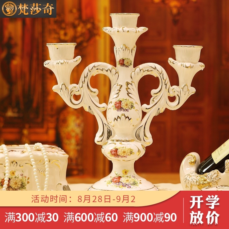 The Vatican Sally's continental candlestick decoration luxury furnishing articles retro wedding chandelier candle power dinner props ceramic candle holders