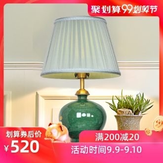 American whole copper ceramic desk lamp LED bedroom nightstand lamp study creative personality contracted sitting room adornment lamps and lanterns