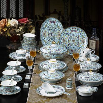 66 colored enamel tableware luxurious palace restoring ancient ways of jingdezhen bowls of bone plate suit high-end gifts home