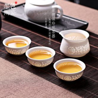 Inky jingdezhen fair exquisite eight head of tea cup handmade ceramic household tea personal single cups of tea cups