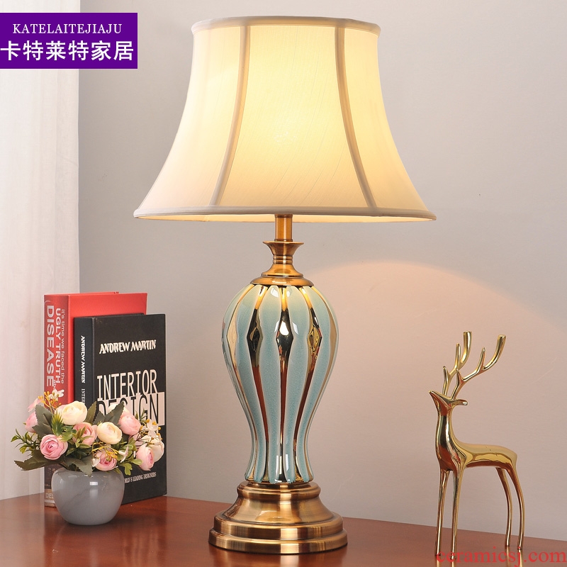 American bedroom lamp contracted individuality creative household berth lamp ceramic light luxury marriage room sitting room adornment lamps and lanterns