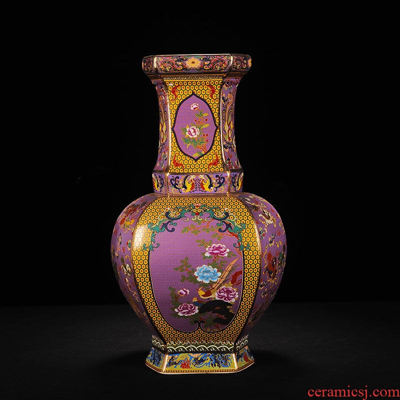 Jingdezhen ceramics high-grade imitation antique vase enamel powder enamel craft porcelain decorative furnishing articles