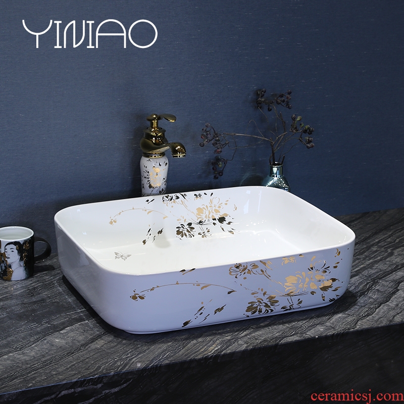 Million birds ceramic art basin on its oval sink european-style bathroom sinks marble basin
