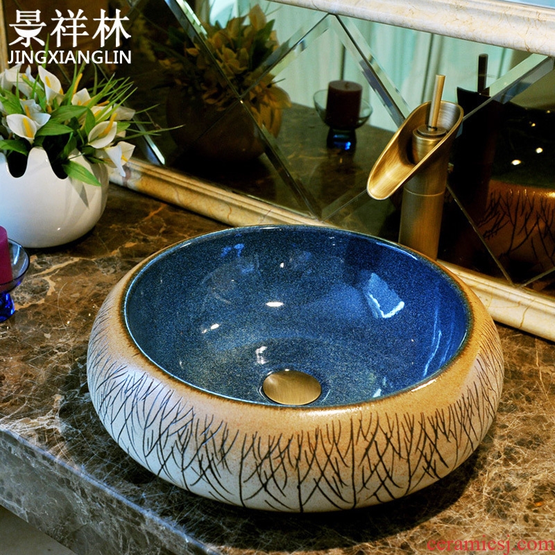 The stage basin ceramic art contracted to restore ancient ways small toilet lavabo Europe type circular lavatory basin basin